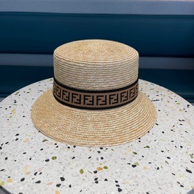 Fendi Fendl Женская летняя шляпа из соломы с плоской тульей, коре