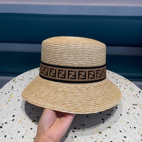 Fendi Fendl Женская летняя шляпа из соломы с плоской тульей, коре