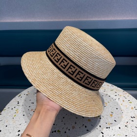 Fendi Fendl Женская летняя шляпа из соломы с плоской тульей, коре