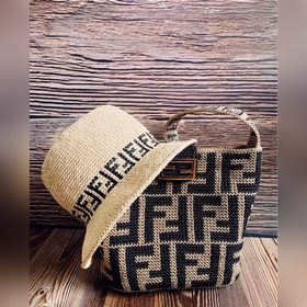 FD Fendi соломенная шляпа, полностью ручной работы, высококачеств