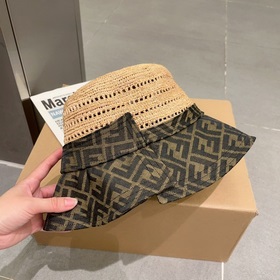 Новая модель шляпы FD Fendi, изготовлена из рафии, с комбинирован