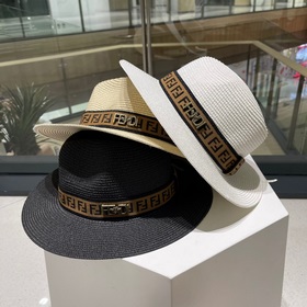 Новая модель шляпы FD Fendi, изготовлена из рафии, с комбинирован
