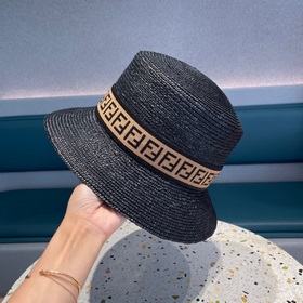 Fendi Fendl Женская летняя шляпа из соломы с плоской тульей, коре