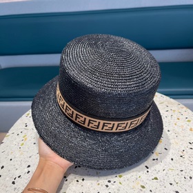 Fendi Fendl Женская летняя шляпа из соломы с плоской тульей, коре