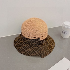 Новая модель шляпы FD Fendi, изготовлена из рафии, с комбинирован
