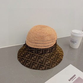 Новая модель шляпы FD Fendi, изготовлена из рафии, с комбинирован