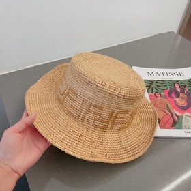 Новая модель соломенной шляпы FD Fendi, шляпа с плоской тульей из