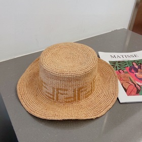Новая модель соломенной шляпы FD Fendi, шляпа с плоской тульей из