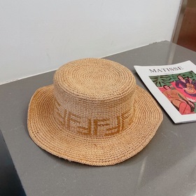Новая модель соломенной шляпы FD Fendi, шляпа с плоской тульей из