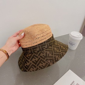 Новая модель шляпы FD Fendi, изготовлена из рафии, с комбинирован