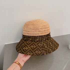 Новая модель шляпы FD Fendi, изготовлена из рафии, с комбинирован