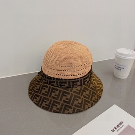 Новая модель шляпы FD Fendi, изготовлена из рафии, с комбинирован