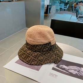 Новая модель шляпы FD Fendi, изготовлена из рафии, с комбинирован