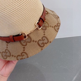 Соломенная шляпа Gucci с ремешком, удобная для переноски, высокок