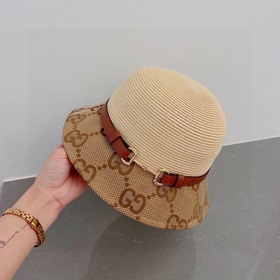 Соломенная шляпа Gucci с ремешком, удобная для переноски, высокок