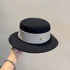 Новая шерстяная шляпа Lv Louis Vuitton, шляпа с плоской макушкой,