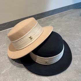 Новая шерстяная шляпа Lv Louis Vuitton, шляпа с плоской макушкой,