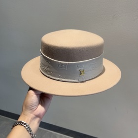 Новая шерстяная шляпа Lv Louis Vuitton, шляпа с плоской макушкой,