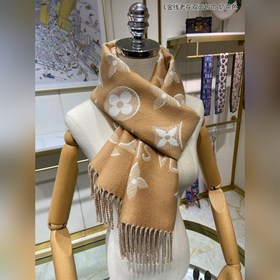 Двусторонняя длинная шаль с золотой нитью. Новейшая модель LV с з