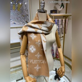 Двусторонняя длинная шаль с золотой нитью. Новейшая модель LV с з