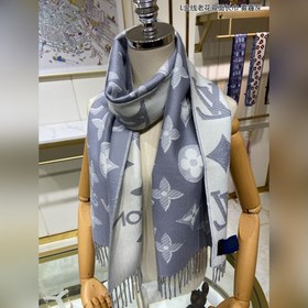 Двусторонняя длинная шаль с золотой нитью. Новейшая модель LV с з