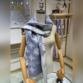 Двусторонняя длинная шаль с золотой нитью. Новейшая модель LV с з