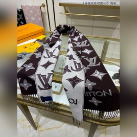 Двусторонняя длинная шаль с золотой нитью. Новейшая модель LV с з