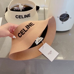 Celine Селин 2023 осенний шляпа с открытой макушкой, 100% шерсть,