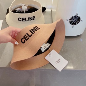 Celine Селин 2023 осенний шляпа с открытой макушкой, 100% шерсть,