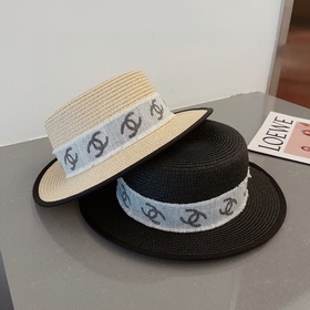 Chanel Шанель, шляпа с плоским верхом, соломенная шляпа, очень об