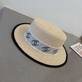 Chanel Шанель, шляпа с плоским верхом, соломенная шляпа, очень об
