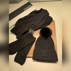 C-серия  [Трехкомпонентный комплект из шерсти： шапка из лисьего 