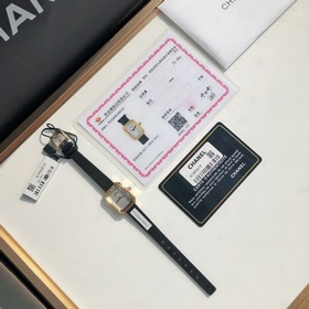 Женские кварцевые часы Chanel Black Gold Small Sugar Cube Настоящ