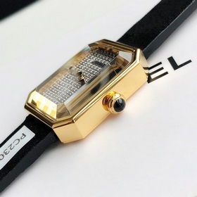Женские кварцевые часы Chanel Black Gold Small Sugar Cube Размер 