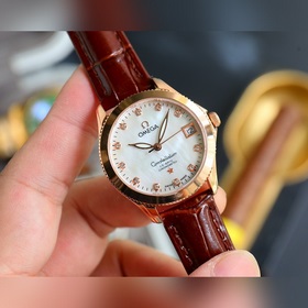 Золотой белый Бренд Omega Модель Новая женская механическая часы