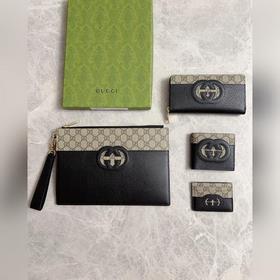 Новейшая модель Gucci — мужской кожаный кошелек с ажурными двойны