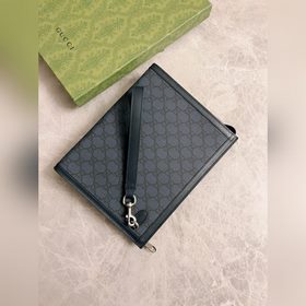 Сумка Ohidia, темно-синяя GG съемным ремешком из серой кожи, подк