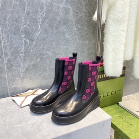 Gucci Челси с толстой подошвой и трикотажным сшивом Ботинки Gucci