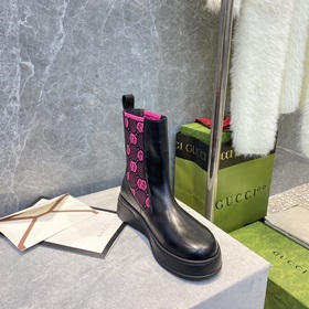 Gucci Челси с толстой подошвой и трикотажным сшивом Ботинки Gucci