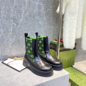 Gucci Челси с толстой подошвой и трикотажным сшивом Ботинки Gucci