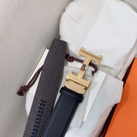 Мужской ремень Hermès Clemence из телячьей кожи с паленой пряжкой