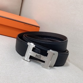 Мужской ремень Hermès Clemence из телячьей кожи с паленой пряжкой
