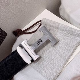 Мужской ремень Hermès Clemence из телячьей кожи с паленой пряжкой