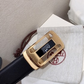 Мужской ремень Hermès Clemence из телячьей кожи с паленой пряжкой
