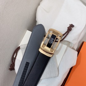 Мужской ремень Hermès Clemence из телячьей кожи с паленой пряжкой