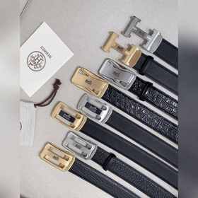 Мужской ремень Hermès Clemence из телячьей кожи с паленой пряжкой