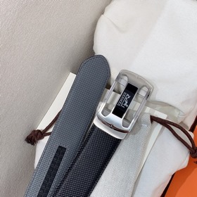 Мужской ремень Hermès Clemence из телячьей кожи с паленой пряжкой