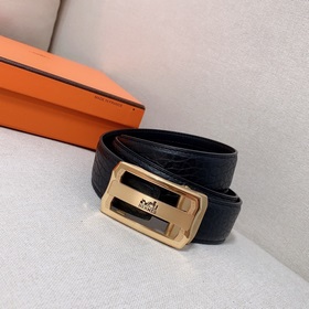 Мужской ремень Hermès Clemence из телячьей кожи с паленой пряжкой