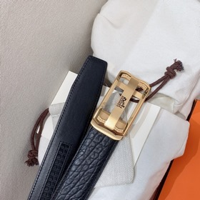 Мужской ремень Hermès Clemence из телячьей кожи с паленой пряжкой