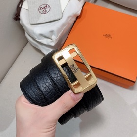 Мужской ремень Hermès Clemence из телячьей кожи с паленой пряжкой